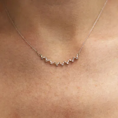 Pre-owned Jewelry By Arsa 0.55 Ctw Natural Baguette & Round Diamond Solid 14k White Gold Cluster Necklace In 16 Inches