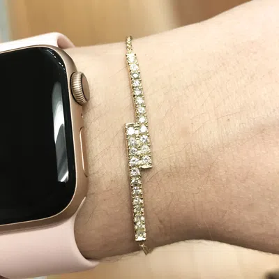 Pre-owned Jewelry By Arsa 0.55 Ctw Natural Diamond (g-h, Si) Solid 14k Yellow Gold 2 Bar Chain Bracelet