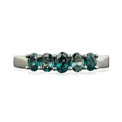 Pre-owned Jewelry By Arsa 0.6 Ctw Natural Real Color Change Alexandrite Solid 14k White Gold 5 Stone Ring In Green