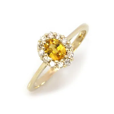 Pre-owned Jewelry By Arsa 0.8 Ctw Natural Yellow Sapphire & Diamond 14k Yellow Gold Halo Engagement Ring