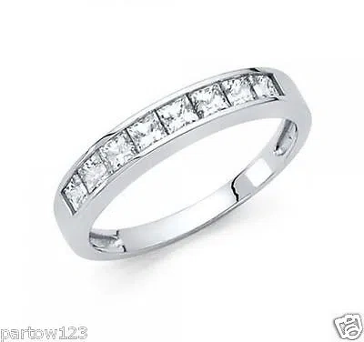 Pre-owned Jewelry By Paula 14k Solid White Gold 1.5 Ct Diamond Princess Cut Channel Set Wedding Band Ring