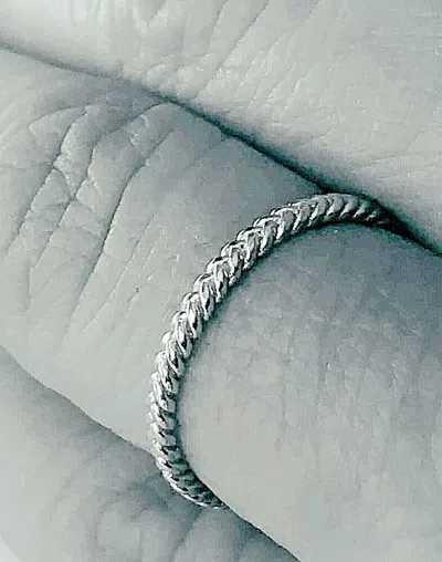 Pre-owned Jewelry By Paula 14k White Gold Twist Band Ring, Stacking Band, Midi Ring 2 Mm. Solid 14k Gold