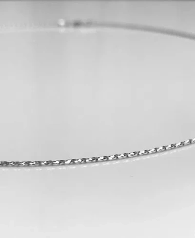Pre-owned Jewelry By Paula Fine Solid 14k White Gold Sparkle Cable Wire Omega Collar Necklace 1 Mm