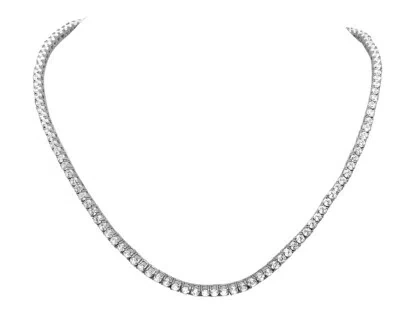 Pre-owned Jewelry Hiphop Men's White Gold Sterling Silver Simulated Diamond 1 Row Tennis Chain Necklac...
