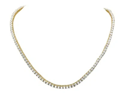 Pre-owned Jewelry Hiphop Men's Yellow Gold Sterling Silver Lab Diamond 1 Row Tennis Chain Necklace 6mm