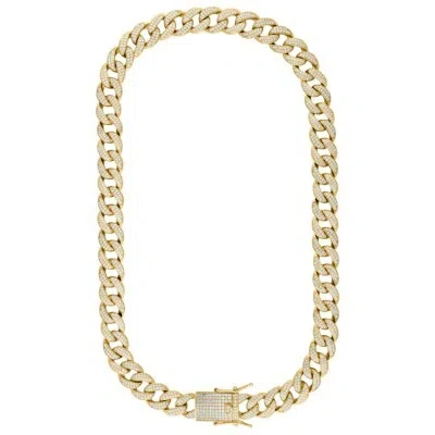Pre-owned Jewelry Hiphop Mens Cuban Choker Lab Diamond 14 Mm Chain Yellow Gold Finish Necklace 22" 30"
