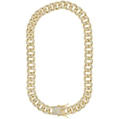 Pre-owned Jewelry Hiphop Mens Cuban Choker Lab Diamond 16 Mm Chain Yellow Gold Finish Necklace 22" 30"