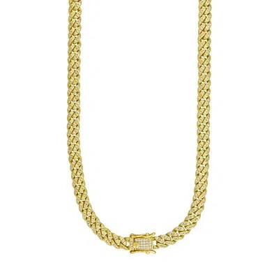 Pre-owned Jewelry Hiphop Mens Cuban Choker Lab Diamond 6.5 Mm Chain Yellow Gold Finish Necklace 16" 24"