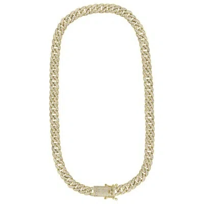 Pre-owned Jewelry Hiphop Mens Cuban Choker Lab Diamond 9 Mm Chain Yellow Gold Finish Necklace 18" 28"