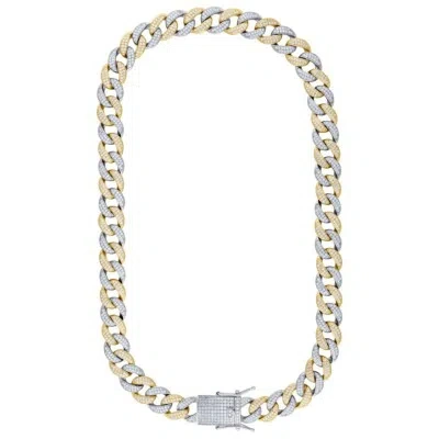 Pre-owned Jewelry Hiphop Mens Cuban Choker Lab Diamond Chain Yellow/ White Gold Finish Necklace 22" 24"