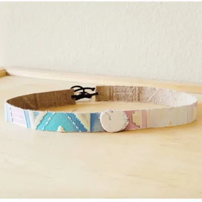 Jewelry Junkie Women's Embossed Pastel Navajo Leather Hat Band In White