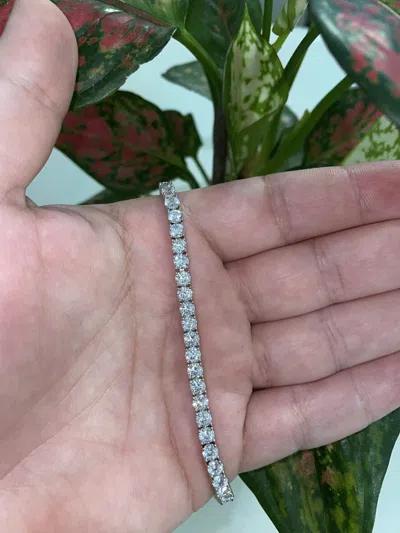 Pre-owned Jewelry Moissanite Vvs 8 Inch 4mm Tennis Bracelet Sterling Silver