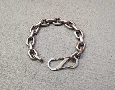 Pre-owned Jewelry Stainless Steel Bracelet 8" Carabiner Techwear In Silver