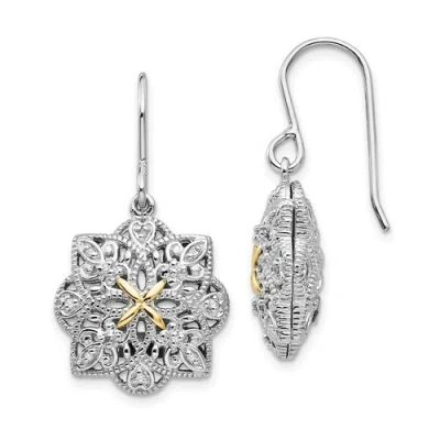 Pre-owned Jewelry Sterling Silver W/14k Diamond Vintage Earrings In White