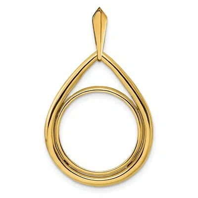 Pre-owned Jewelry Stores Network 14k Yellow Gold Polished Teardrop Prong Set Us Mercury Dime Coin Bezel