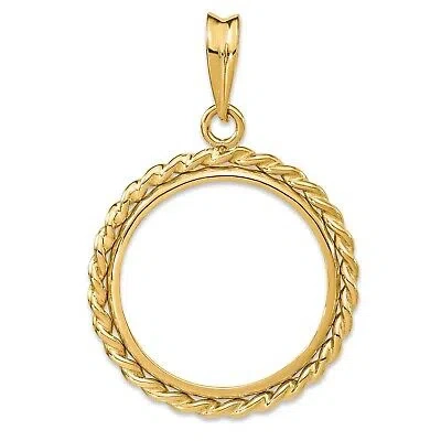Pre-owned Jewelry Stores Network 14k Yellow Gold Twisted Rope Prong Set Us Barber Dime Coin Bezel