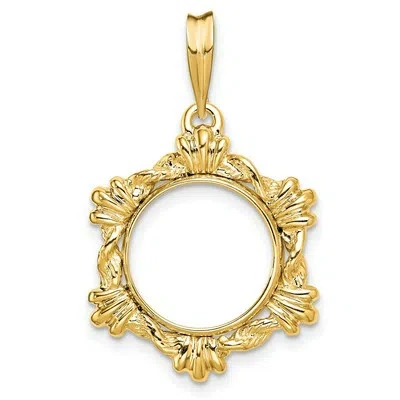 Pre-owned Jewelry Stores Network 1849-1854 $1 Liberty Head Type 1 Prong Set Clam Shell Coin Bezel In 14k Gold