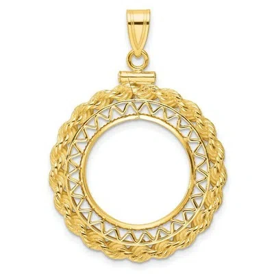 Pre-owned Jewelry Stores Network 1905-1955 Mexico 5 Pesos Screw Top Filigree Rope Coin Bezel In 14k Gold