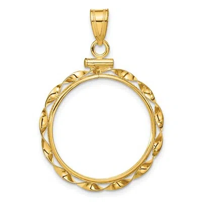 Pre-owned Jewelry Stores Network 1908-1929 Us $5 Indian Half Eagle Screw Top Twisted Ribbon Coin Bezel 14k Gold