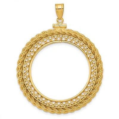 Pre-owned Jewelry Stores Network 1917-1959 Mexico 20 Pesos Screw Top Filigree Rope Coin Bezel In 14k Gold