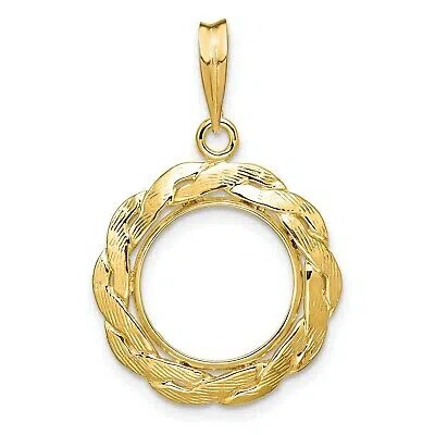 Pre-owned Jewelry Stores Network 1919-1948 Mexico 2 Dos Peso Prong Set Braided Coin Bezel In 14k Gold