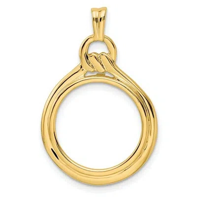 Pre-owned Jewelry Stores Network 1980-now 1/10 oz Krugerrand Prong Set Loop & Knot Coin Bezel In 14k Gold