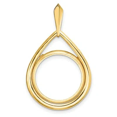 Pre-owned Jewelry Stores Network 1980-now 1/10 oz Krugerrand Prong Set Polished Teardrop Coin Bezel In 14k Gold