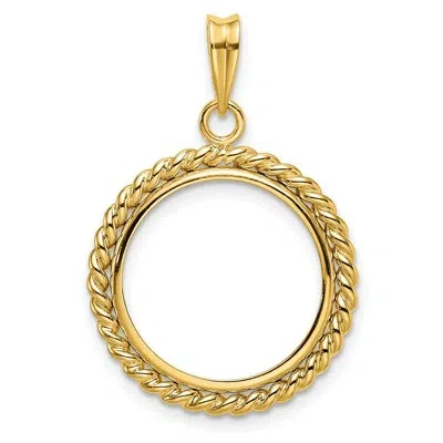 Pre-owned Jewelry Stores Network 1982-2000 10 Yuan China 1/10 oz Panda Prong Set Twisted Rope Coin Bezel 14k Gold