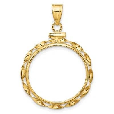 Pre-owned Jewelry Stores Network 1982-2000 25 Yuan China 1/4 oz Panda Screw Top Ribbon Twist Coin Bezel 14k Gold