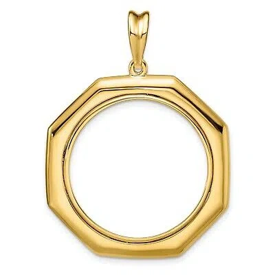 Pre-owned Jewelry Stores Network 1982-2000 50 Yuan China 1/2 oz Panda Prong Set Octagonal Coin Bezel In 14k Gold