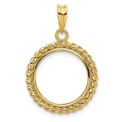 Pre-owned Jewelry Stores Network 1986-now $5 1/10 oz American Eagle Prong Set Twisted Rope Coin Bezel In 14k Gold