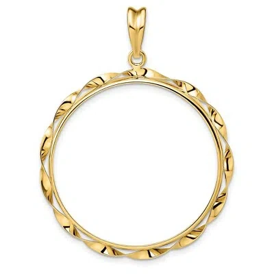 Pre-owned Jewelry Stores Network 1986-now $50 1 oz American Eagle Prong Set Folded Ribbon Coin Bezel In 14k Gold