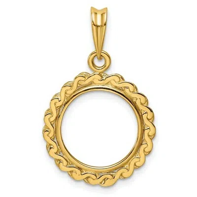 Pre-owned Jewelry Stores Network 1993-now $1 Canada 1/20 oz Maple Leaf Prong Set Chain Style Coin Bezel 14k Gold