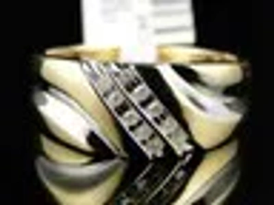 Pre-owned Jewelry Unlimited 10k Mens Two Tone 2 Row Round Channel Diamond Fashion Band Ring In I-j