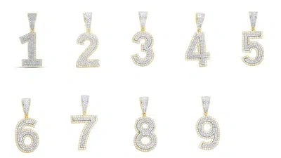 Pre-owned Jewelry Unlimited 10k Two-tone Yellow/white Gold Real Diamond Number Pendant 1.2"