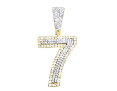Pre-owned Jewelry Unlimited 10k Two-tone Yellow/white Gold Real Diamond Number Pendant 1.2"