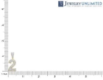 Pre-owned Jewelry Unlimited 10k Two-tone Yellow/white Gold Real Diamond Number Pendant 1.2"