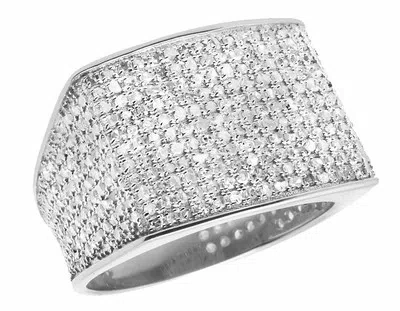 Pre-owned Jewelry Unlimited 10k White Gold Men's Pave Eternity Genuine Diamond Pinky Ring Band 0.6 Ct 14mm