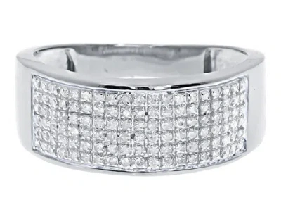 Pre-owned Jewelry Unlimited 10k White Gold Mens 6 Row Pave Genuine Diamond 9mm Fashion Band Ring (0.60 Ct) In H-i