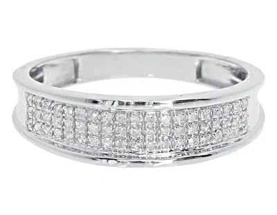 Pre-owned Jewelry Unlimited 10k White Gold Mens 6mm Pave Round Diamond Wedding Fashion Band Ring 0.25 Ct In H-i