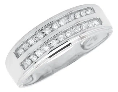 Pre-owned Jewelry Unlimited 10k White Gold Mens Channel Diamond 7mm Comfort Fit Wedding Band Ring 0.20 Ct In H-i