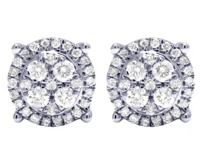 Pre-owned Jewelry Unlimited 10k White Gold Real Diamond Claw Cluster Earrings 8mm 1/2 Ct