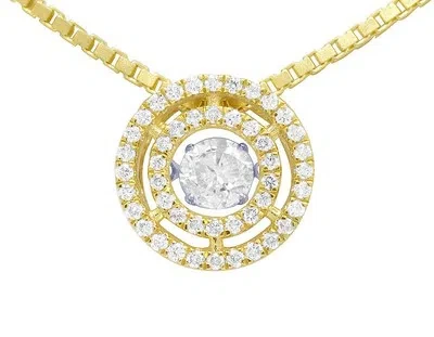 Pre-owned Jewelry Unlimited 10k Yellow Gold Dancing Real Diamond Double Round Pendant 0.8ct 0.45" In H-i