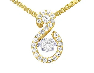 Pre-owned Jewelry Unlimited 10k Yellow Gold Dancing Real Diamond Swan Pendant 0.6ct 0.6"