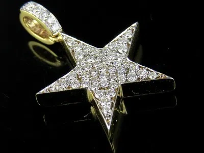 Pre-owned Jewelry Unlimited 10k Yellow Gold Five Point Star 1.4 Inch Genuine Diamond Pendant Charm 1.09ct. In G-h