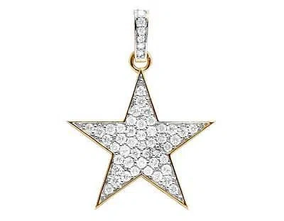 Pre-owned Jewelry Unlimited 10k Yellow Gold Five Point Star 1.5 Inch Genuine Diamond Pendant Charm 1.1ct. In G-h