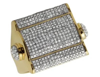 Pre-owned Jewelry Unlimited 10k Yellow Gold Men's Genuine Diamond Xl Statement Engagement Ring 1.20ct 18mm In H-i