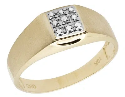 Pre-owned Jewelry Unlimited 10k Yellow Gold Men's Real Diamond Matte Wedding Engagement Ring 0.05ct 9mm