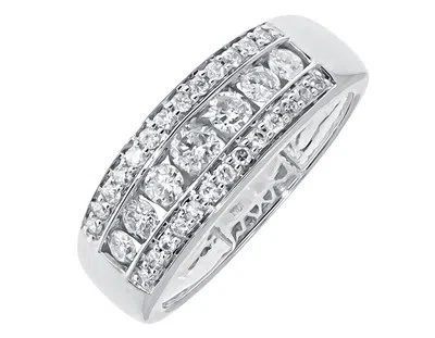 Pre-owned Jewelry Unlimited 14k White Gold Mens Three Row Round Channel Diamond 8mm Wedding Band Ring 1.1ct In H-i