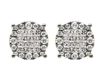 Pre-owned Jewelry Unlimited 14k Yellow Gold Princess Invisible Cluster Diamond Stud Earrings 0.50ct 9mm